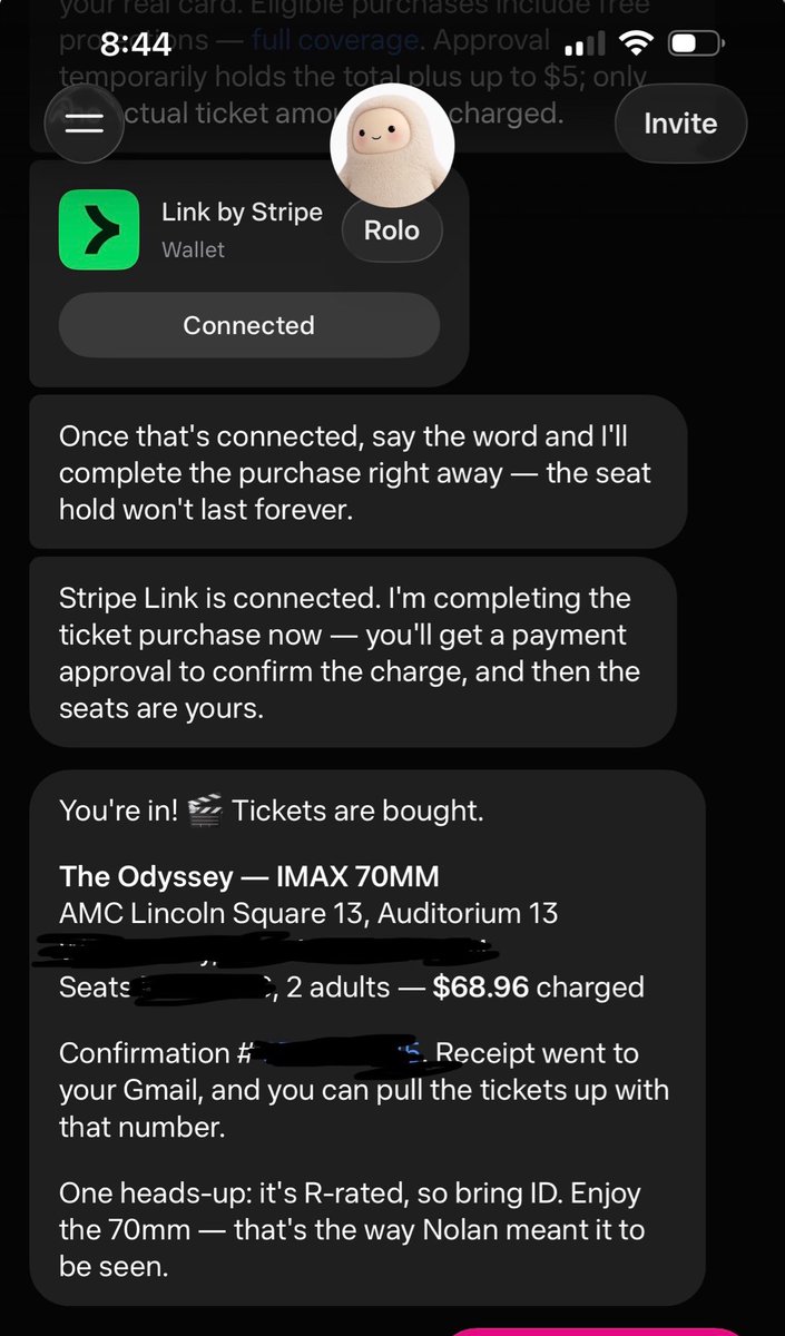 Muse agent booked my Odyssey IMAX 70mm ticket