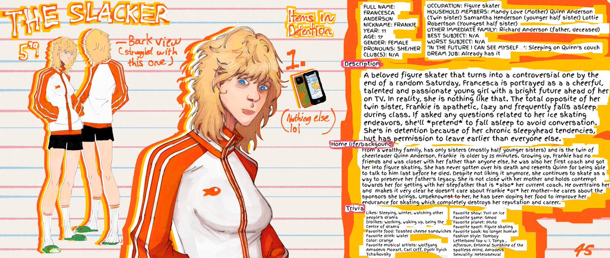 B1CKNDALLZ's tweet photo. Frankie Anderson character sheet - detention arc. 
———————
#oc #originalchracter #ocart https://t.co/2E7WAEKbzN
