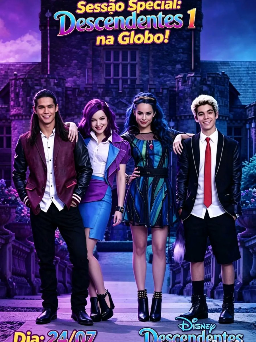 TarenStasknmty's tweet photo. Photo by DESCENDENTES on July 19, 2026. May be an image of poster and text that says "Sessao Special: Descendentes 1 na Globo! ספות Dis24/07 24/07 Descendentes Disney". https://t.co/kxlR7pd7Kr