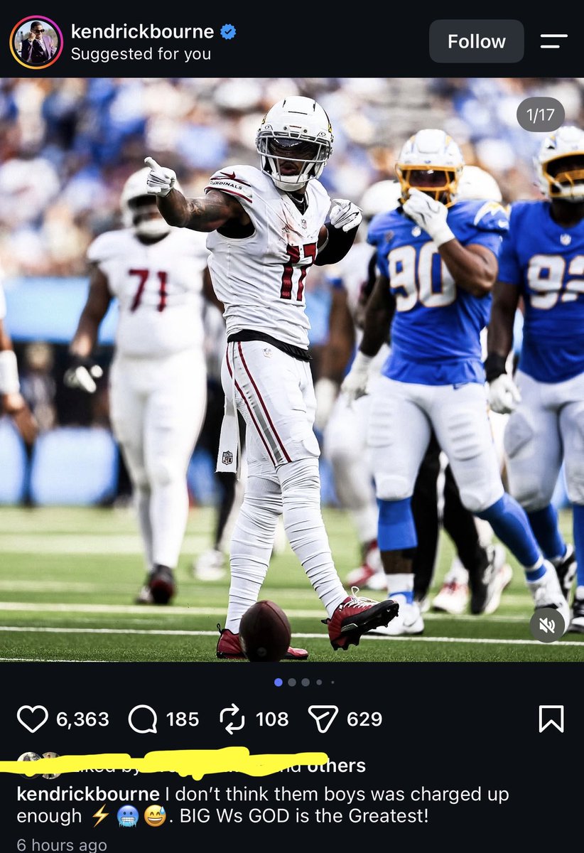 cenacharger's tweet photo. Chargers have Kendrick Bourne flexing on us https://t.co/Jo9CX9Qdgu