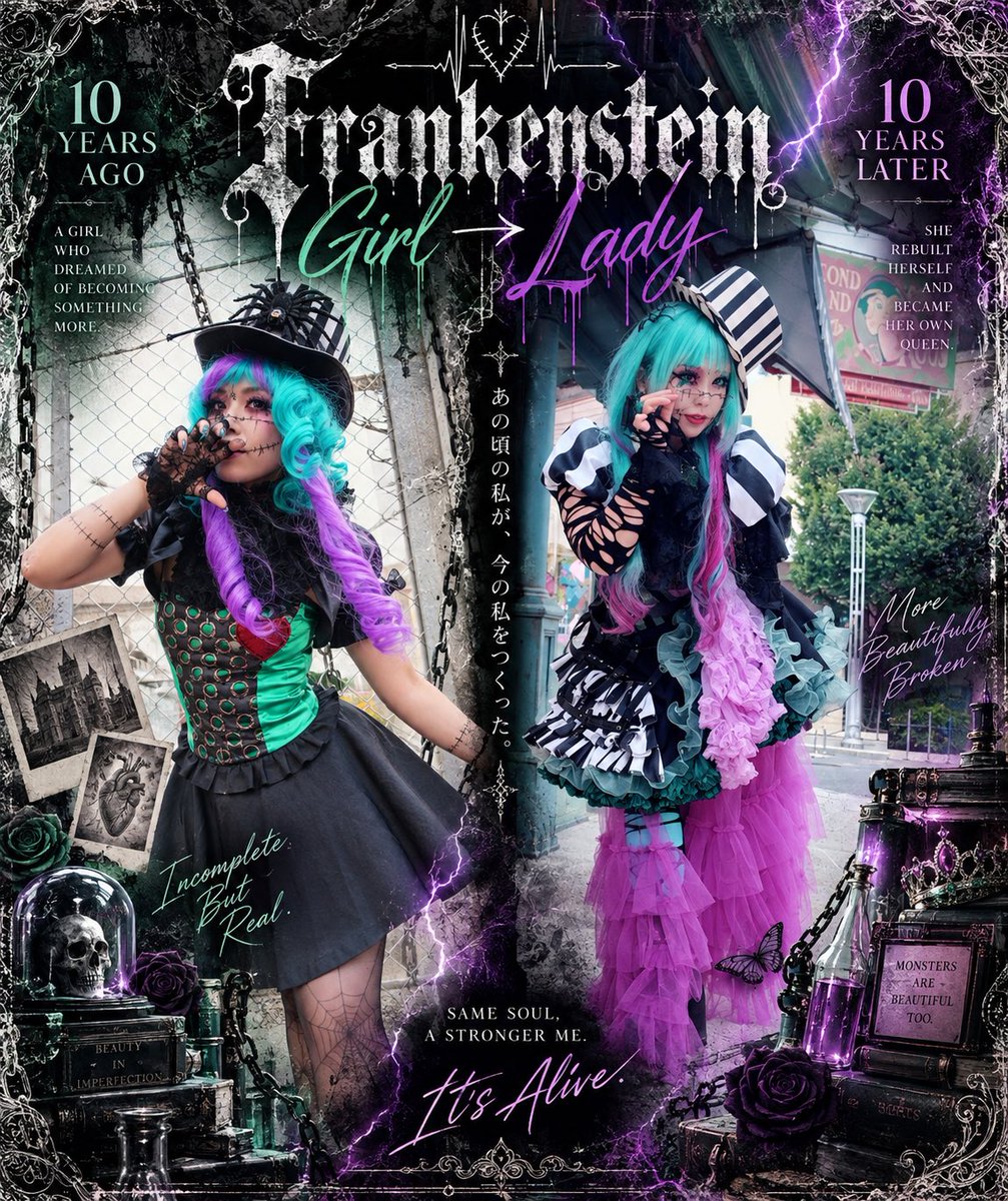 ranka000hatyou's tweet photo. ［コス写真⚠️］

10 YEARS AGO → 10 YEARS LATER
あの日の少女たちは、
それぞれの物語の“その先”へ。

🧟‍♀️ Frankenstein Lady
🤍 Eternal Mummy Lady
🍭 The Sugar Empress
🐺 The Wolf’s Queen

これは、10年後の私たち。
― Same souls, new stories. ―
#USJファン
#ハロウィンホラーナイト
#HHN2026 https://t.co/HgYZpvKEBF
