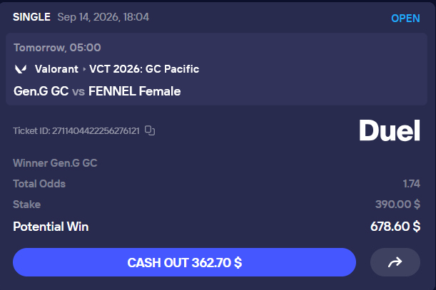 ValorantTip's tweet photo. FREE BET 🚨

GEN.G GC to win @ 1.74x vs Fennel GC https://t.co/uWMUdhhu8d