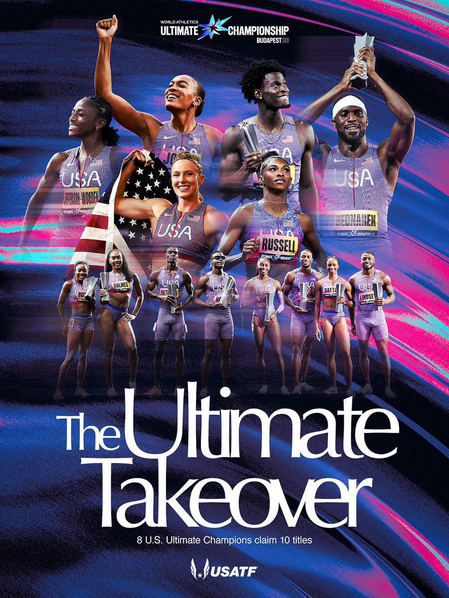 usatf's tweet photo. Budapest got the message 🇺🇸

8 champions. 10 titles. 

#TeamUSATF left their mark on World Ultimate 🏆 https://t.co/KdGxsvGNtu