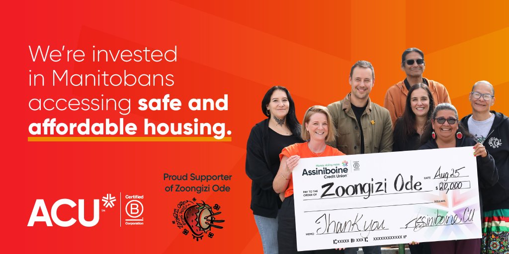WestobaCU's tweet photo. We’re invested in Manitobans accessing safe and affordable housing and are proud to support Zoongizi Ode’s community work with a $20,000 donation. 

For a membership that does more, join ACU today: https://t.co/3VQYkuj3Jo https://t.co/BWPJKxbBF2
