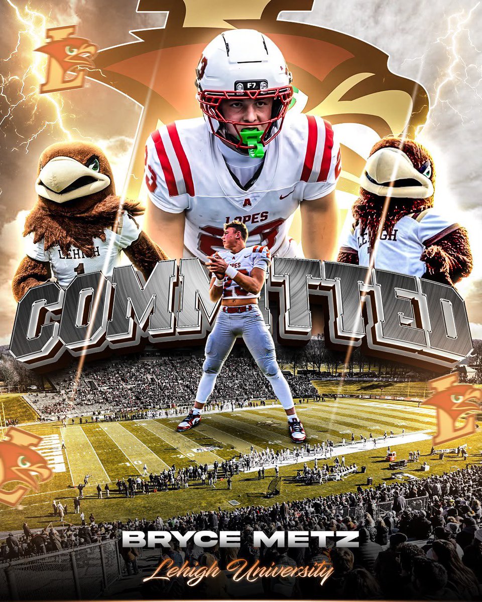 Primedesign0's tweet photo. THE NEXT CHAPTER IS OFFICIAL. 🤎🏈

Congratulations to @BryceMetz08 on committing to the Lehigh University! 

Custom commitment &amp; recruiting graphics available. 📩

#AGTG #COMMITTED #PRIMEDESIGNS https://t.co/1ul7BCmjTy