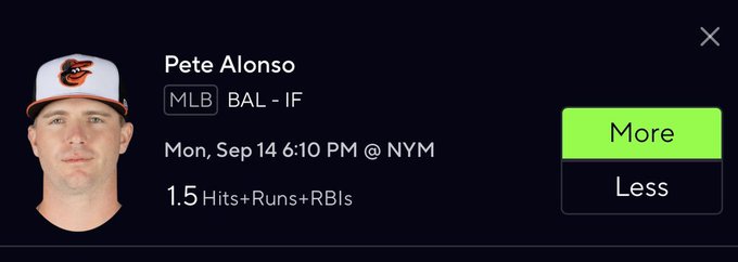 Vintage_C_C's tweet photo. 🚨⚾️ MLB PLAY ⚾️🚨

💰Pete Alonso O 1.5 HRR💰

 LINK 🔗 IN BIO IF YOU WANT ACCESS TO ALL MY BEST PLAYS !

#NBA 🏀 | #WNBA | #CBB 🏀 | #PrizePicks 🔐 | #PROPS | #POTD 📋 | #Picks | #MLB ⚾ | #Gambling𝕏 https://t.co/J2vDKQ2Lrt