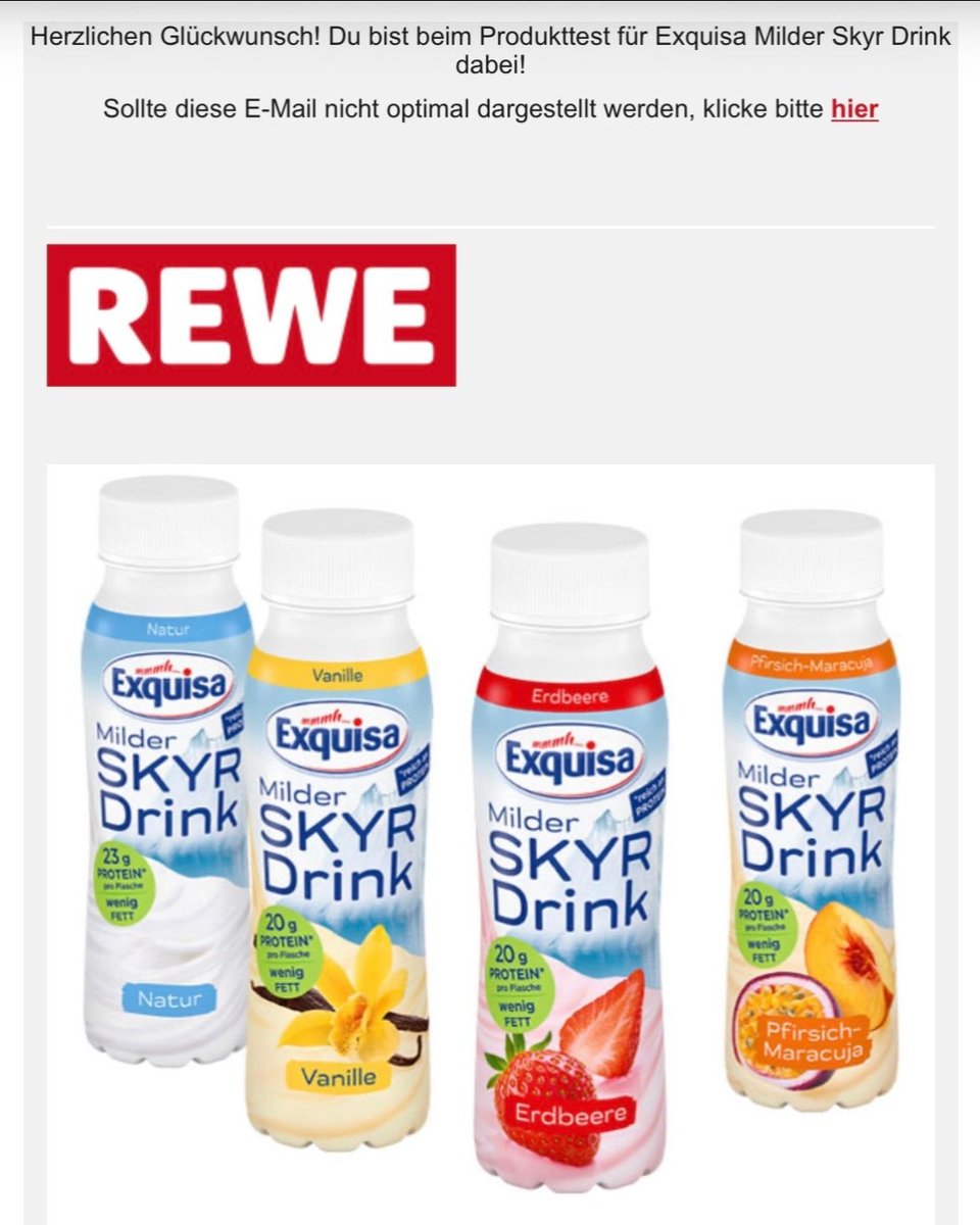 Marcus_phjv's tweet photo. Unbezahlte Werbung/Produkttest: Ich darf den Exquisa Milder Skyr Drink testen und mir eine Sorte aussuchen. Natur, Vanille, Erdbeere oder Pfirsich-Maracuja – welche darf mit nach Hause? https://t.co/qwnKJMDZYs