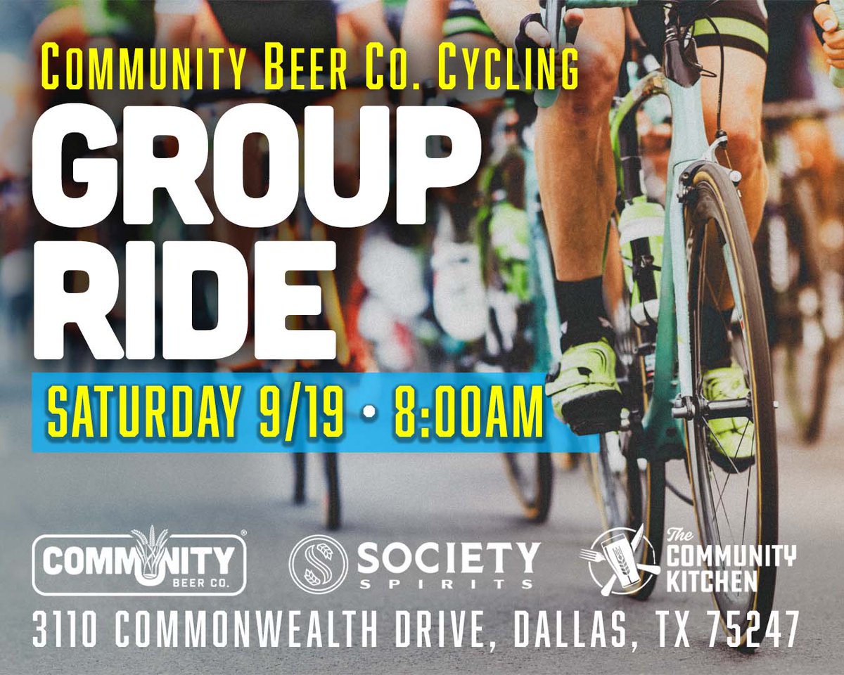 CommunityBeerCo's tweet photo. Rolling out from the Taproom this Saturday, 9/19! 🚴

Wheels down at 8AM with multiple pace groups for all levels. Full route + distance details on the FREE RSVP page.

First post-ride beer is on us 🍺 The Community Kitchen opens at 10AM.

RSVP: https://t.co/LktKIfldVa https://t.co/m7I1KdYlt3
