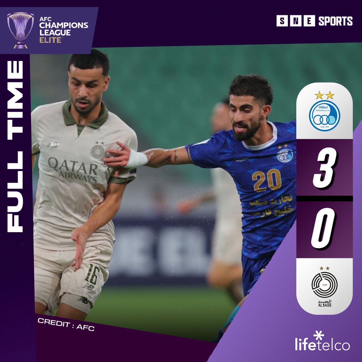SNE_Sports's tweet photo. #ACLElite 2026/27 League Stage(West Zone) Matchday 1 2.15 am Results
Al Ahli Saudi 1-1 Pakhtakor
Esteghlal 3-0 Al Sadd
Al Qadsiah 2-1 Al Wasl
๐ท : AFC
#AHLvPAK #ESTvSAD #QADvWAS
#SNESports
#LifeTelco https://t.co/LZ4VG1YaYC