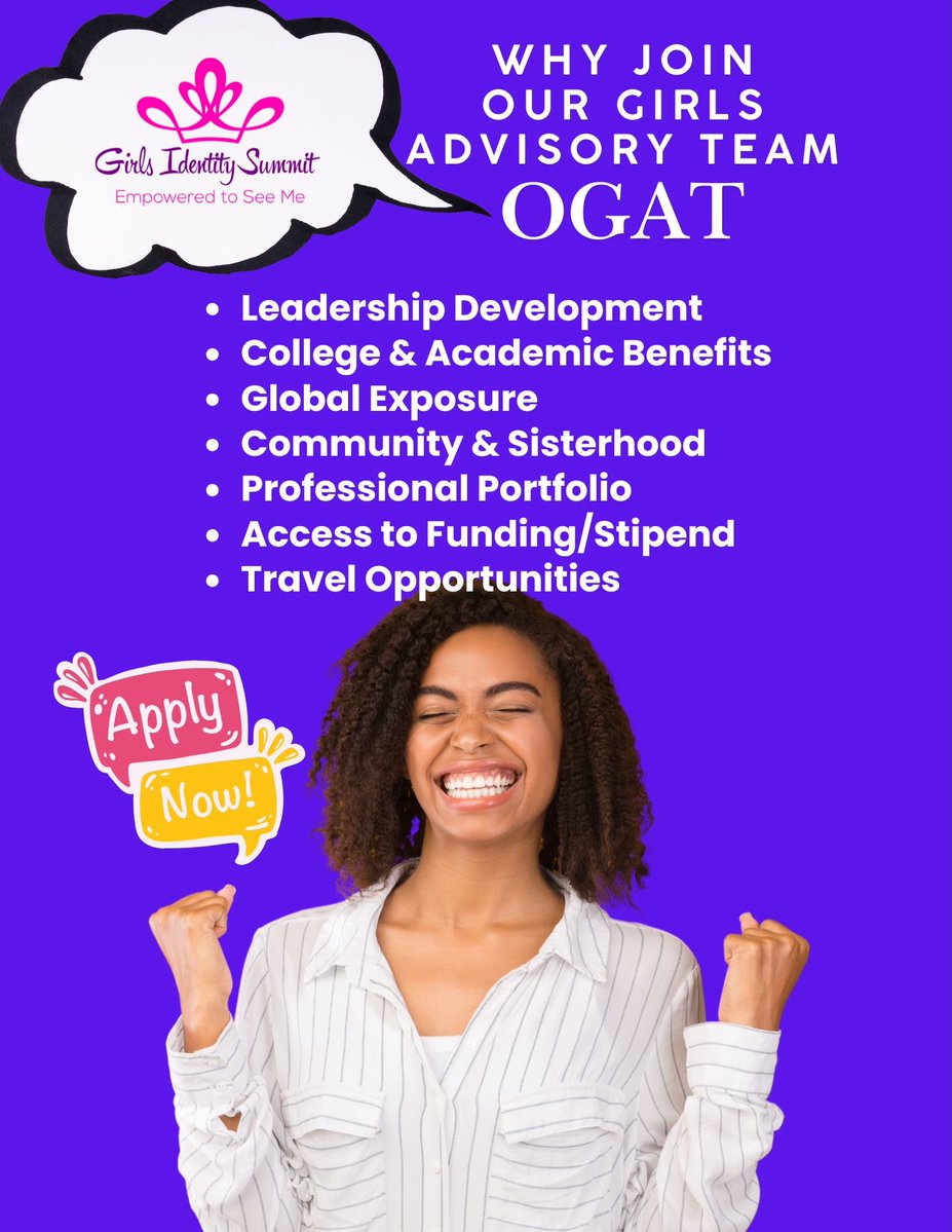 auricio1's tweet photo. Applications for the Our Girls Advisory Team are open June 18–30, 2026. Girls in grades 8–12 worldwide are eligible. Gain leadership, academic, travel, stipend, and global exposure opportunities. Parents, apply today! https://t.co/Xi4Wp60uQF