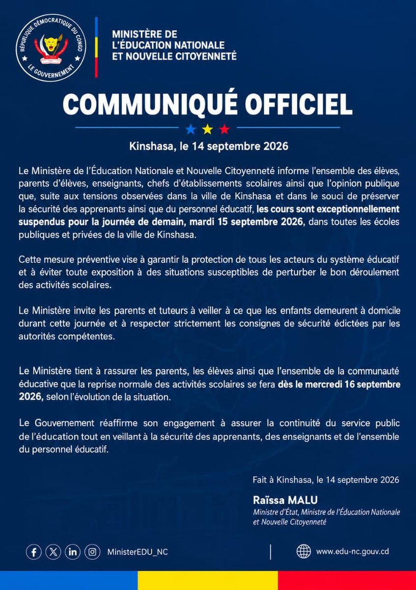YMukolu's tweet photo. Un faux message est diffusé, il faut le démentir. 
@MinisterEDU_NC https://t.co/nGlFy2a74K