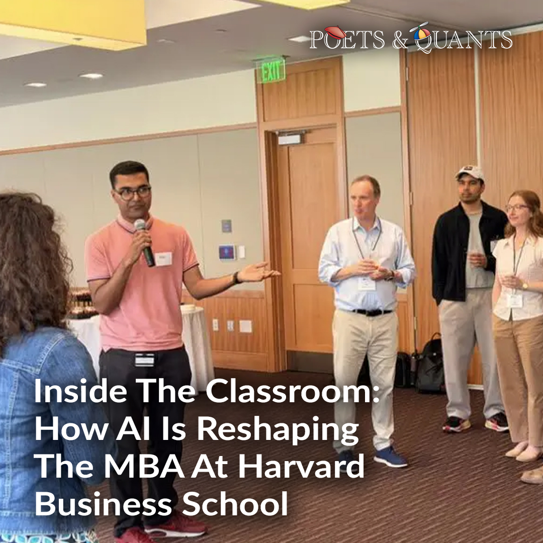 PoetsAndQuants's tweet photo. A second-year MBA on building his own AI study bot, why judgment can't be delegated &amp; what he sees classmates getting wrong.

Read More: https://t.co/8HTd5eDjtC

#ai #mbastudent #harvardbusinessschool #bschool https://t.co/WjKs0zkx5E