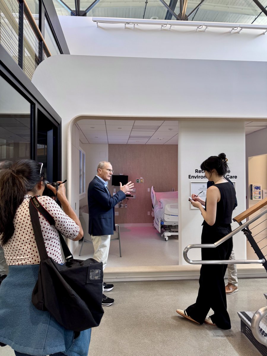 SutterHealth's tweet photo. A behind-the-scenes look at innovation in action.

During a recent visit to the Sutter Health Innovation Center, San Francisco Chronicle reporter Catherine Ho stepped inside Sutter’s hospital room of the future, where teams are exploring how the care environment itself can support healing, comfort and better rest.

From circadian rhythm-friendly lighting to technology designed to reduce noise and disruptions, our teams are testing new approaches that could help shape a more restorative patient experience.

Read more in the @sfchronicle: https://t.co/9EGKtEWsnw.

#SutterProud