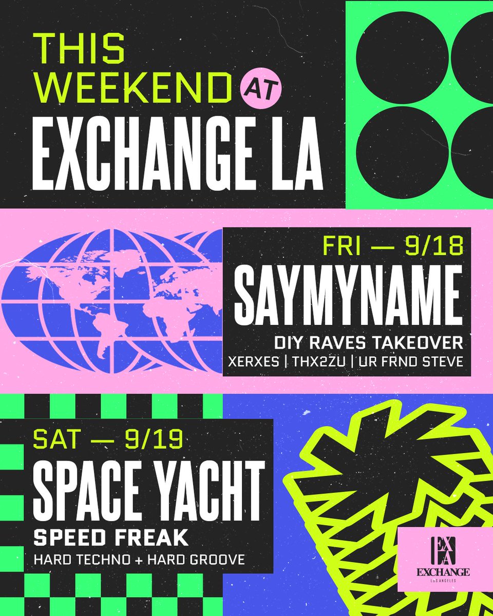 ExchangeLA's tweet photo. Lock in those plans ꗃ

Tickets for this weekend: https://t.co/1PLtXiRDkN https://t.co/8ILit48HD6