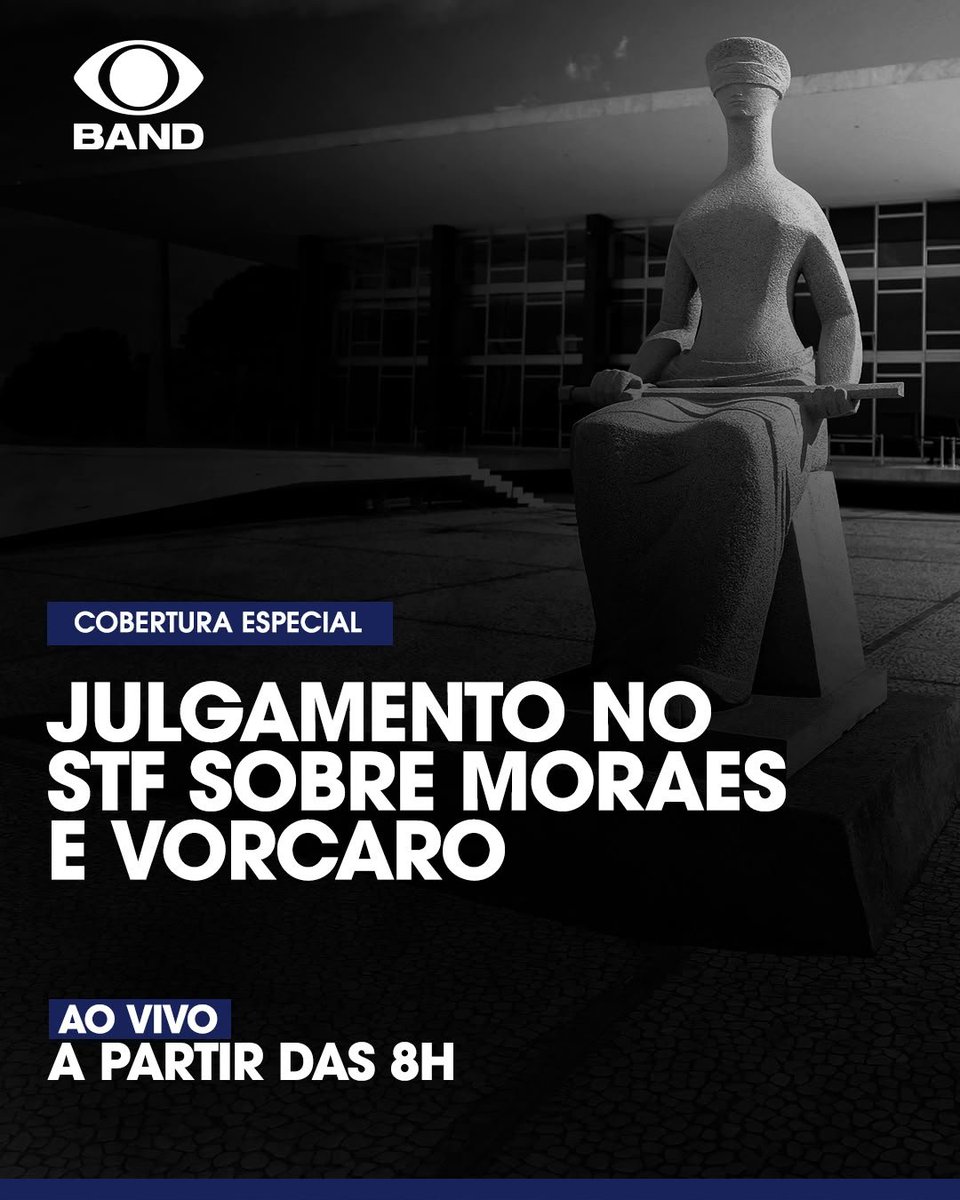 BandTV's tweet photo. Acompanhe ao vivo, amanhã (15/09), a cobertura completa do julgamento do STF sobre o caso envolvendo o ministro Alexandre de Moraes e o Banco Master.

📺 A transmissão começa a partir das 8h, com todos os detalhes e os principais desdobramentos em tempo real. https://t.co/c5xAUrqzjI