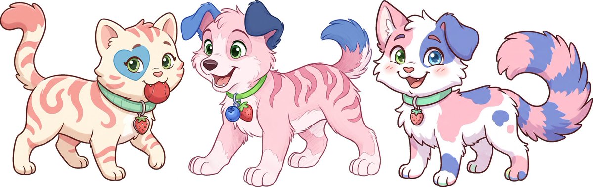 MissMegZ2's tweet photo. 🍓🐾 Custard × Pupcake FanKids! 🐾🫐
Meet Shortcake, Berry Pup, and Berry Swirl, my fan-made kids for Custard and Pupcake from Strawberry Shortcake!
#custard #pupcake #custardxpupcake #strawberryshortcake #fankids #nextgen #ocs #fanart #characterdesign https://t.co/jnDcWouf2P