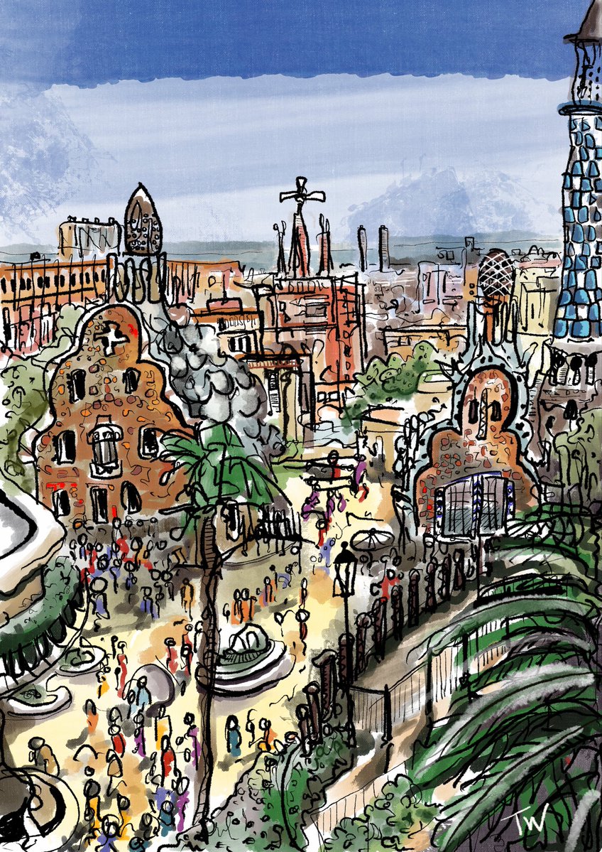 Tiduswins's tweet photo. Park Güell #Barcelona #Gaudi #sketch #doodle https://t.co/8oBBu9lJ4y