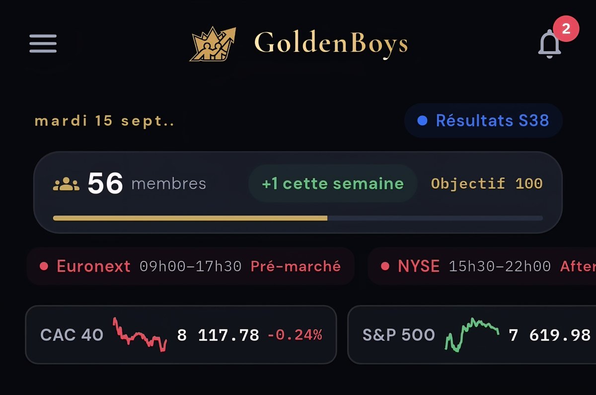 geoffreybuild's tweet photo. On s’inspire des trends d’https://t.co/Dbh0AasQuz et de ses dérivés pour ajouter sur https://t.co/mu4n2xkZm0 un compteur du nombre de membres.

On trouvait ça cool de voir la communauté grandir en direct.

Si la bourse vous intéresse : GoldenBoys est dispo sur les stores. https://t.co/eRO6p3s3Hj