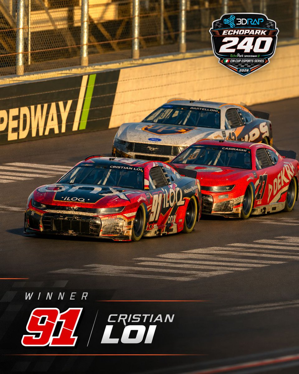 cin_cup's tweet photo. 🏆 Cristian Loi conquista EchoPark!
EchoPark ha un vincitore. Il campionato, invece, è più aperto che mai.
#CINCupESportsSeries #EchoPark #CristianLoi #BrakelessRacingTeam #iRacing #SimRacing https://t.co/EJPGJ9MOmd