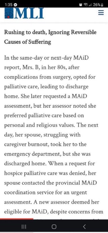 Belas_ghost's tweet photo. This is an article about MAID (in Canada) being carried out on the same day as seeing the second assessor her husband called, on the basis of "caregiver burnout.”

She wanted palliative care. 

https://t.co/VJXuUQvt1x https://t.co/PpZIdnSOo7