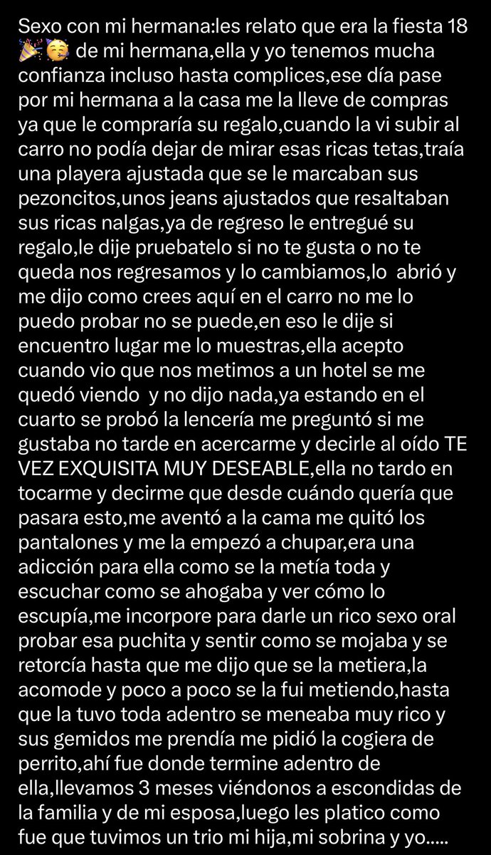 3x_relatos's tweet photo. Mi hermana por fin es mayor de edad, terminé cogiendo con ella https://t.co/VriZILsAJY