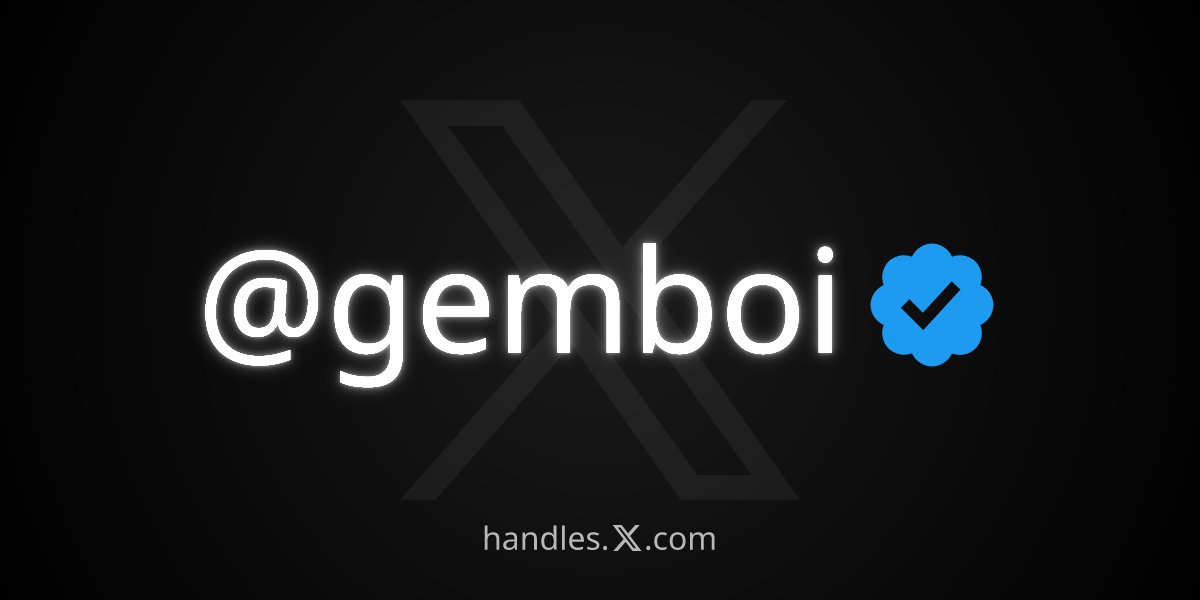 gemboi's tweet photo. I just got @gemboi from the X Handle Marketplace! Get your own at https://t.co/uOxL0XufiS 

New era @Cross0verX https://t.co/C9BufQfGui
