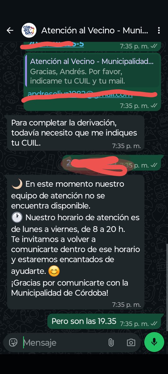 andres_oliva's tweet photo. El chatbot IA de la Muni de Córdoba ya tiene todos los vicios 

Bajó la cortina de la atención con 25 minutos de antelación https://t.co/yLrr3mSVVB