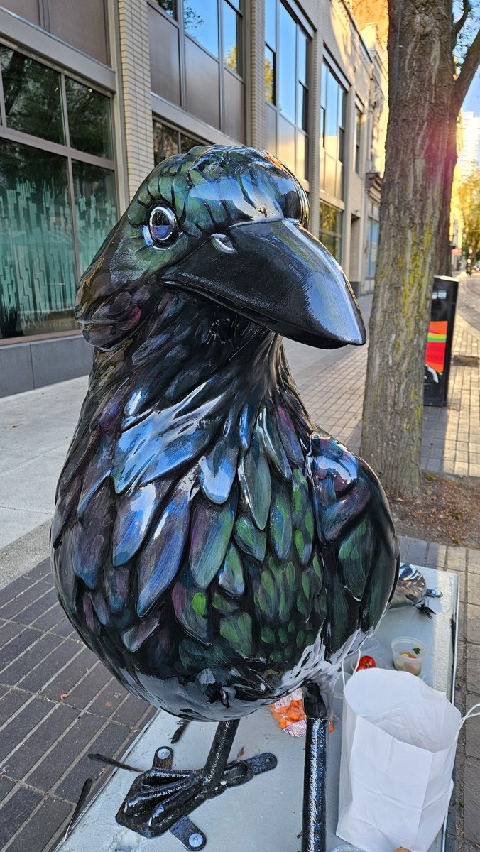 Andersen_Const's tweet photo. Have you bumped into a crow in downtown Portland yet? They are part of the "Wildwood: Follow the Crows Trail" benefiting OHSU Doernbecher. We co-sponsored one crow with JH Kelly, OEG, and ZGF Architects. You can find our crow #29 Watercolor Crow on SW 1st &amp; Yamhill through 11/1 https://t.co/LqCEjtDcCo