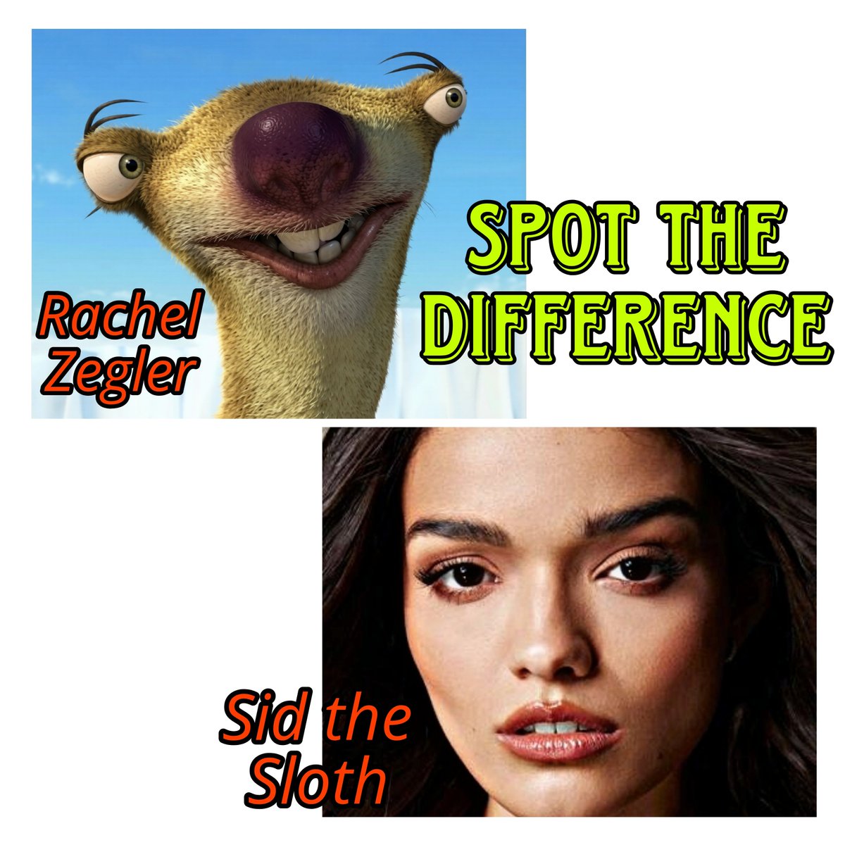 Brian_Awakened1's tweet photo. Those with eyes that see. Spot the difference #egi #RachelZegler #SidTheSloth https://t.co/kRVaB1loPO