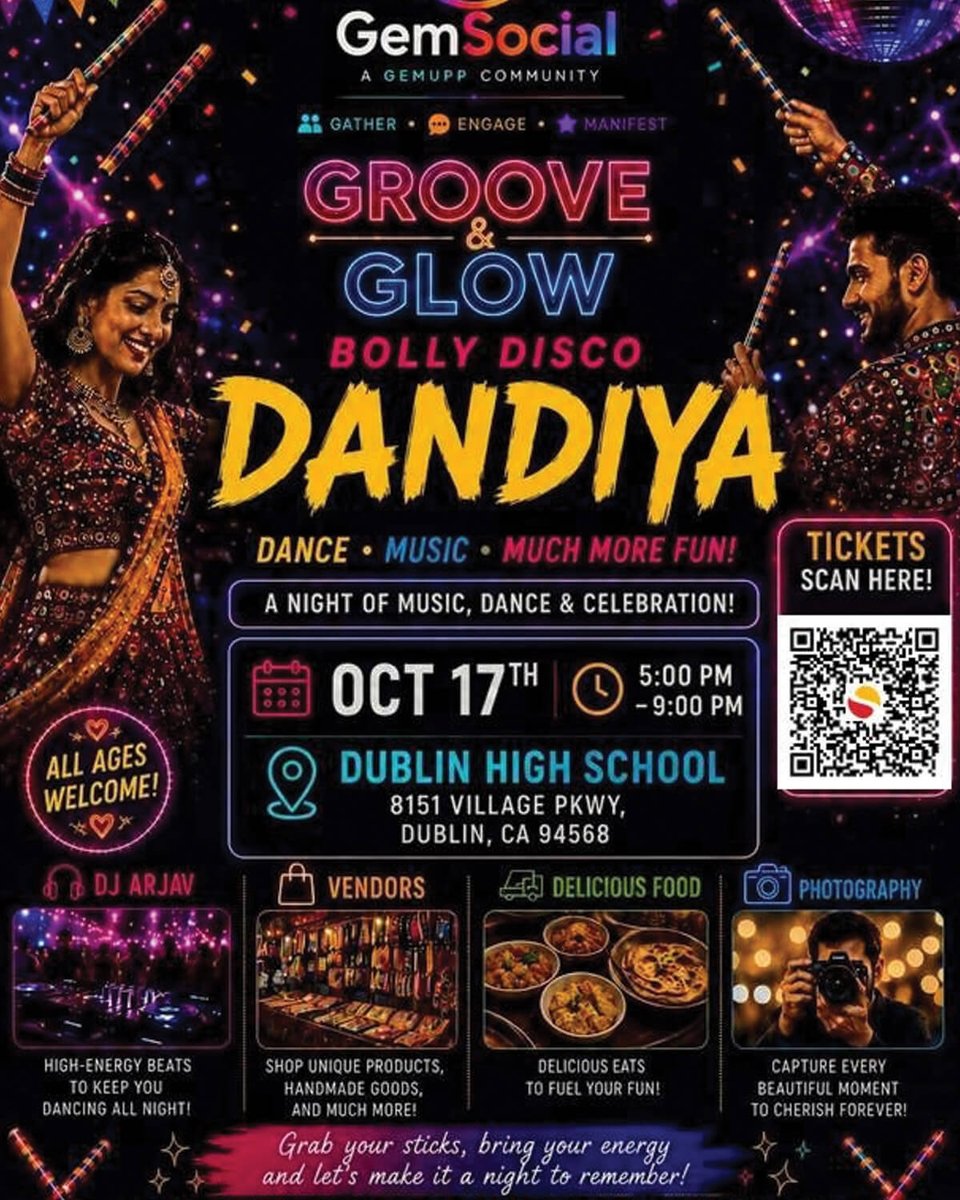 EventsInCali's tweet photo. https://t.co/2zqx8pIQoJ
Groove & Glow, Bolly Disco Dandiya, Dublin, CA | Oct 17, 2026
#Alameda #BollyDiscoDandiya #California #CaliforniaEvents #Dandiya #Dublin #EventsInCalifornia #GrooveAndGlow #SanFrancisco #ChildrenandFamily #Festivals #FoodDrink #Music #Navratri #caevents https://t.co/XhRI2QUZ3T