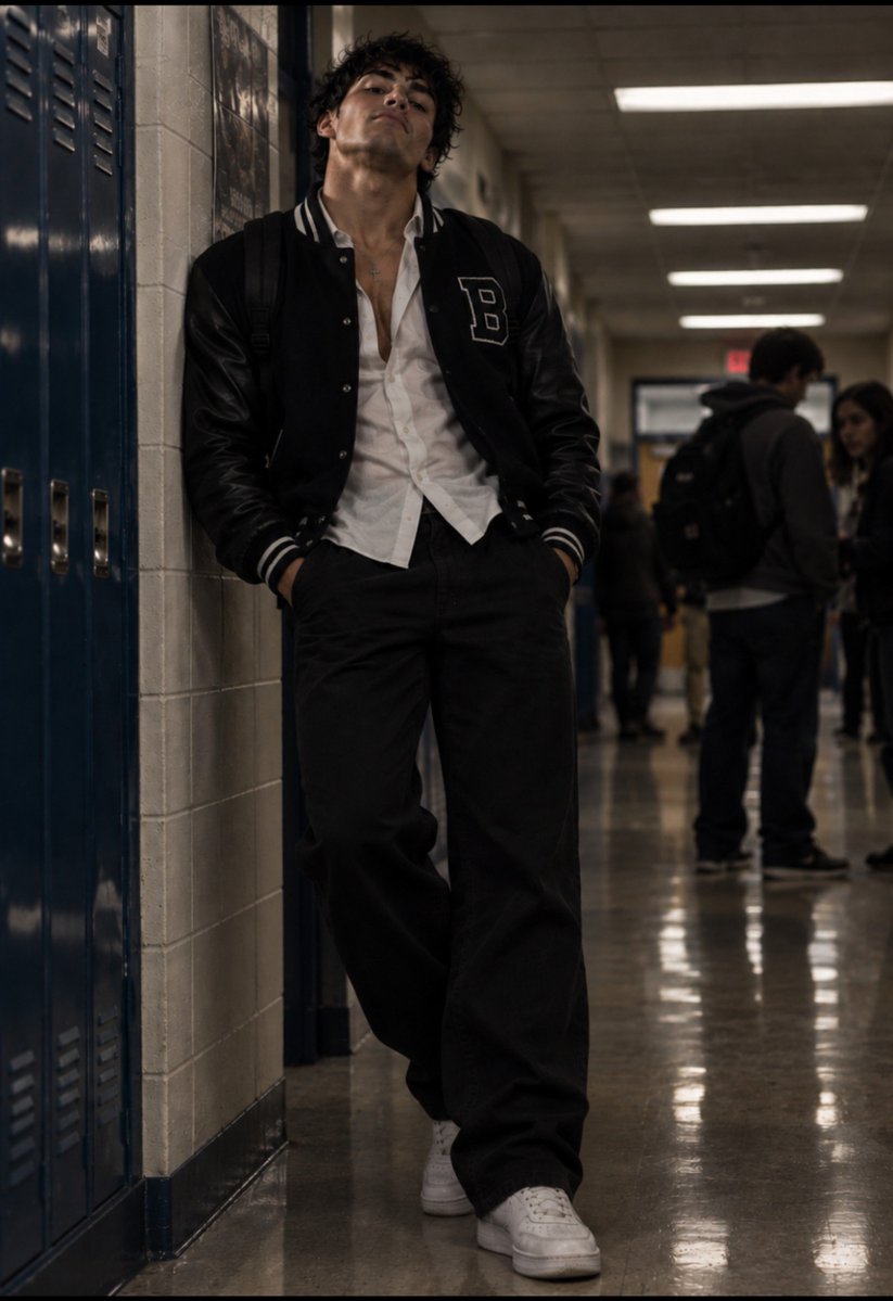NohOh7's tweet photo. You've been wandering through the school halls for far too long when you finally see him.

The one person you were supposed to be happy to leave behind.

The guy who made your entire last year a living nightmare... and yet, the second your eyes meet his, something embarrassingly close to relief twists in your chest.

This summer, you missed him.

You hated admitting it.

You missed the way he'd call your name from across the hallway just to annoy you. You missed having someone constantly getting under your skin, stealing your lunch money, messing with your head, and assigning you homework you absolutely refused to do.

You'd spent an entire summer with no one bothering you and apparently, peace was overrated.

Your fingers curl around your bag as he slowly approaches, that familiar smirk already pulling at the corner of his mouth.
Your legs betray you with the slightest shake.

Of course he notices.

He always notices.

His eyes flick down for a second before returning to yours.

"Hey, scum."

You freeze.

You know exactly who he's talking to.
You glare at him, desperately trying to ignore the stupid flutter in your chest.

"Just thought I'd give you some bad news."

You raise an eyebrow confused shaking like a leaf.

He pauses deliberately, enjoying the anticipation.
Then he leans slightly closer, lowering his voice.

"This year..."

That familiar look in his eyes makes your stomach flip.
"I'm gonna be your classmate."

He chuckles.

He walks past you, deliberately bumping your shoulder with his.

"Looks like you're stuck with me again."

You turn around. you feel your leg shaking, and suddenly you grab your wallet with a dark urge to hand it over to him  

"you still missed me."

Your mouth opens.

Nothing comes out, 

His grin says he already knows the answer.

#techdom #findom #bully