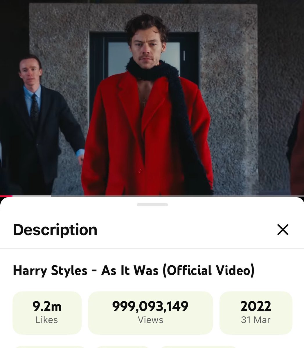 ftdtrrylover's tweet photo. omg the as it was mv is about to hit 1billion views 🤯🤯 that’s my harrlegend 🙂‍↕️⭐️❤️💙 https://t.co/cjEO2dsZCA
