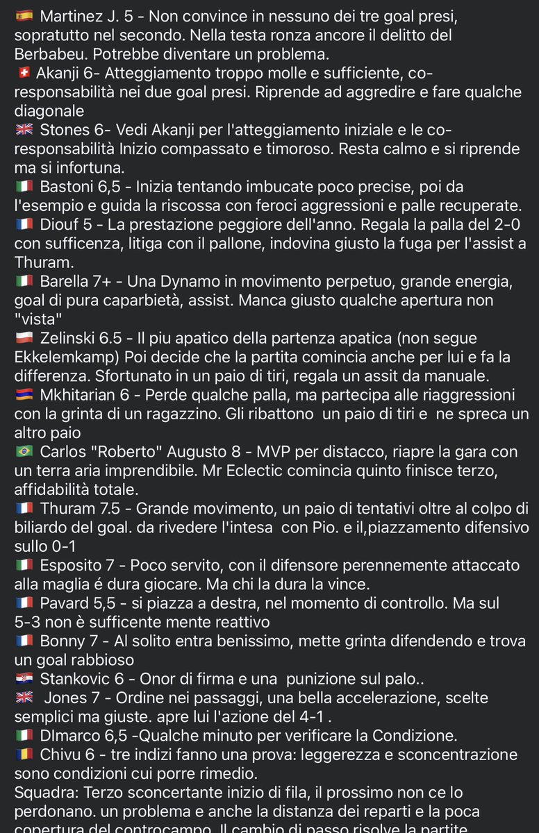 europa_inter's tweet photo. #InterUdinese i review from our Inter Club Brussels / Pagelle dal nostro @Inter Club di Bruxelles. Voti e commenti dal nostro socio @derkaiser58 #amala #IMInter #FCIM #ForzaInter #InterClub #campionato #pagelle #fcim1908 #Inter #nerazzurri #SerieAEnilive #SerieA https://t.co/C21VItjUon