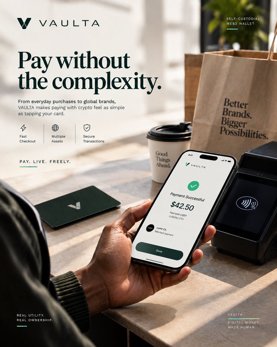 SMCREATIGNER's tweet photo. What if paying with crypto actually felt simple?

For this VAULTA concept, I wanted to bring crypto out of the “complicated finance app” look and into a more familiar everyday experience.

Tap. Pay. Done.

#Web3 #Crypto #FintechDesign #ProductDesign #GraphicDesign https://t.co/RlNrSxQX9F