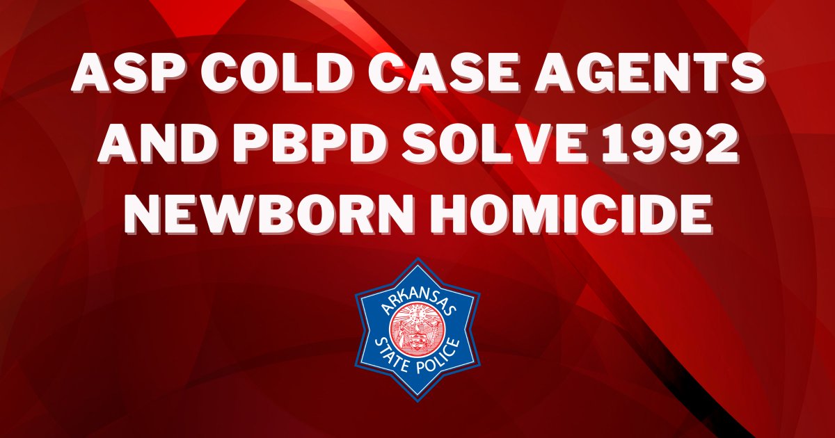 ARStatePolice's tweet photo. ASP Cold Case Unit Agents and Pine Bluff PD officers arrested Stephanie Amos, 52, of Jacksonville, today, in connection with the homicide of a newborn baby, whose body was discovered in a Pine Bluff ditch 34 years ago.
A DNA sample linked the baby to Amos.
https://t.co/kaX6rDEP63 https://t.co/KGvJYfAV2O