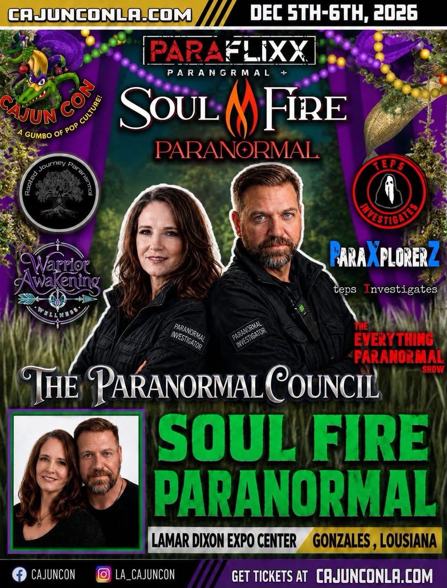PARAFlixx's tweet photo. Join The Paranormal Council and Soulfire Paranormal at CAJUN CON this December! #thisisyourparaflixx #GlobalEvents 

🌀 IT’S HERE! The PARAFlixx Original talk show ‘The Paranormal Council’ all new episode “Residential Investigations Continued” is now streaming exclusively on PARAFlixx paranormal+ in celebration of our network theme Supernatural September!

📺 Stream all of your favorite tv shows, movies, documentaries and talk shows! 

👻 Flix, Music videos, and Global Events of the Paranormal, Supernatural, Universe & Beyond, and then some. 

🛸 This Is Your PARAFlixx— We Stand for Infinite Possibilities as the Universal Platform Making Groundbreaking Presence. The Universal Home Of Paranormal, Supernatural, Universe & Beyond, and then some.

🚀 “The Netflix of the Paranormal” -PARAFlixx paranormal+ Fans

#theuniversalhomeofparanormal #supernaturalseptember #thenetflixoftheparanormal #universalplatform #paraflixx