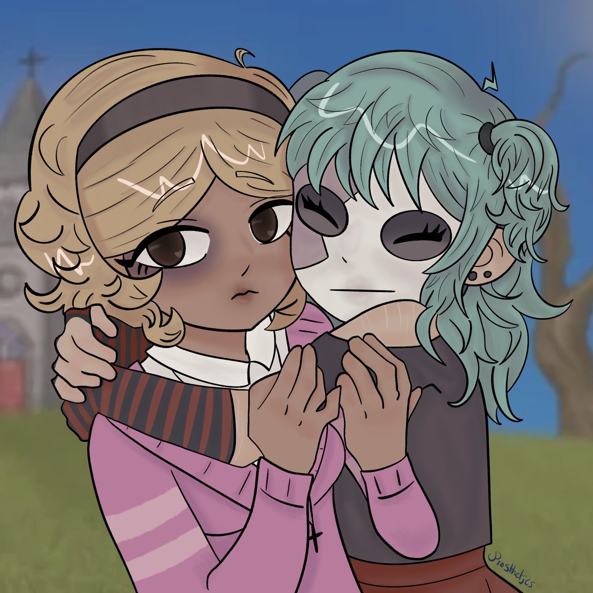 prosthetjcs's tweet photo. The #salvis yuri never stops. I think Tracy looks super cute AAAA I’m so absorbed in the yuri cant stop wont stop!! #salvisfanart #sallyface https://t.co/pxlzT6nFva