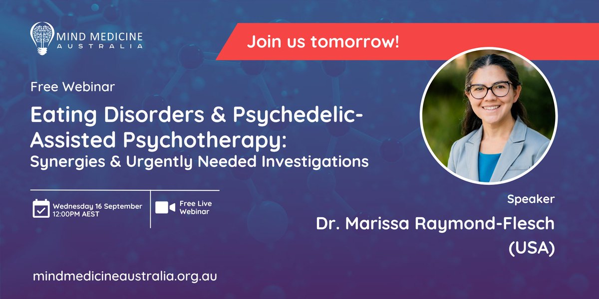MindMedicineAU's tweet photo. Could psilocybin change the way we treat eating disorders?
Dr. Marissa Raymond-Flesch (UC San Francisco) explores the science and what it means for young people.
16 September | 12PM AEST | Free
Reserve your spot now https://t.co/1XiSUIBBdy https://t.co/1BVksEkGJb
