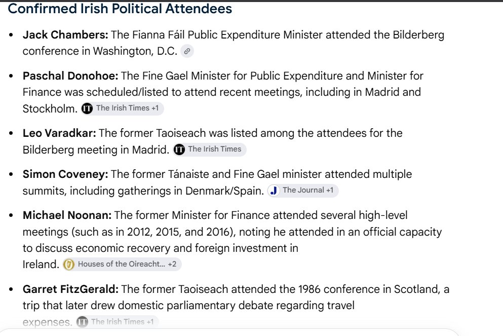Maximil86429959's tweet photo. So let me get this straight...

Some Irish politicians went to secretive globalist Bilderberg meetings with their globalist handlers &amp; no MSM was allowed in &amp; security guards patrolled the hotel.🤨

So is this how a transparent democracy in Ireland operates now?

#WakeUp ⚠️👇👇👇 https://t.co/fs8kaZ1Pms