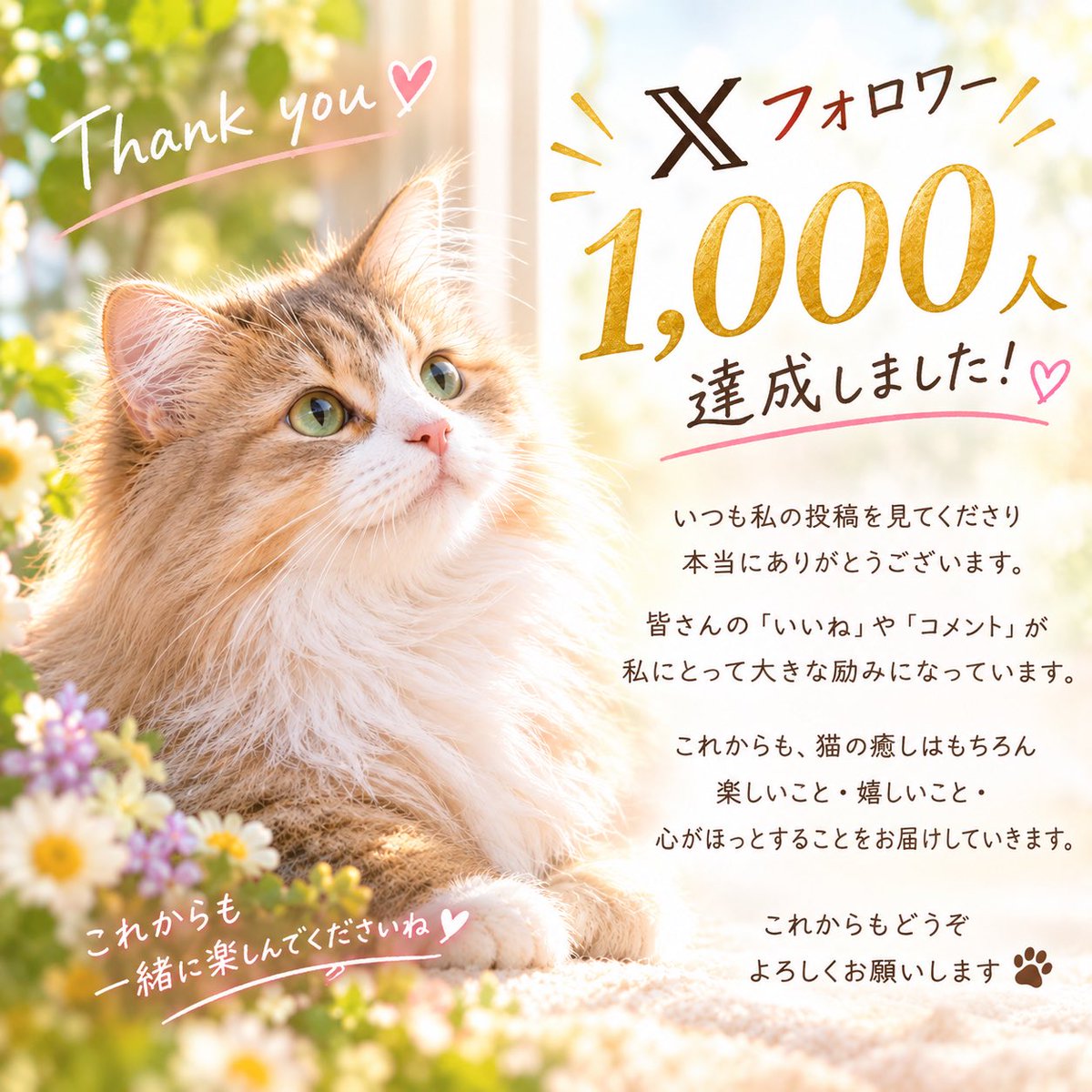 friendlyheart38's tweet photo. おはようございます♪

Xを始めてから、手探りでやってきました。
フォロー1000人、本当にありがとうございます✨
また2000人に向けて走りますので、よろしくお願いします✨🙏🍀

ありがとう💕

#相互フォロ　#フォロバ https://t.co/Dm6uEknuLK
