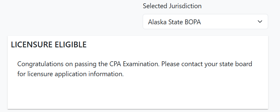 anywhere_SG's tweet photo. ワタシにも”CPA EXAMINATION PASSED”の画面を見せてほしいんだけど、アラスカ州は↓のシンプルお祝いのみな感じ？ https://t.co/j9yf0sNexn