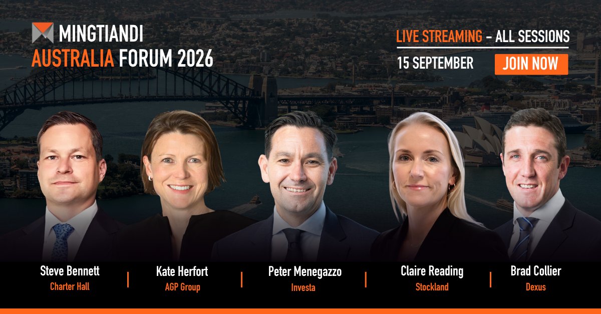 Mingtiandi's tweet photo. The #MingtiandiAUSForum2026 has officially kicked off! All sessions will be live streamed.
Watch all sessions live here: https://t.co/14ihdZQwk6
#APAC #RealEstate #Australia https://t.co/I0WsA8ShIu