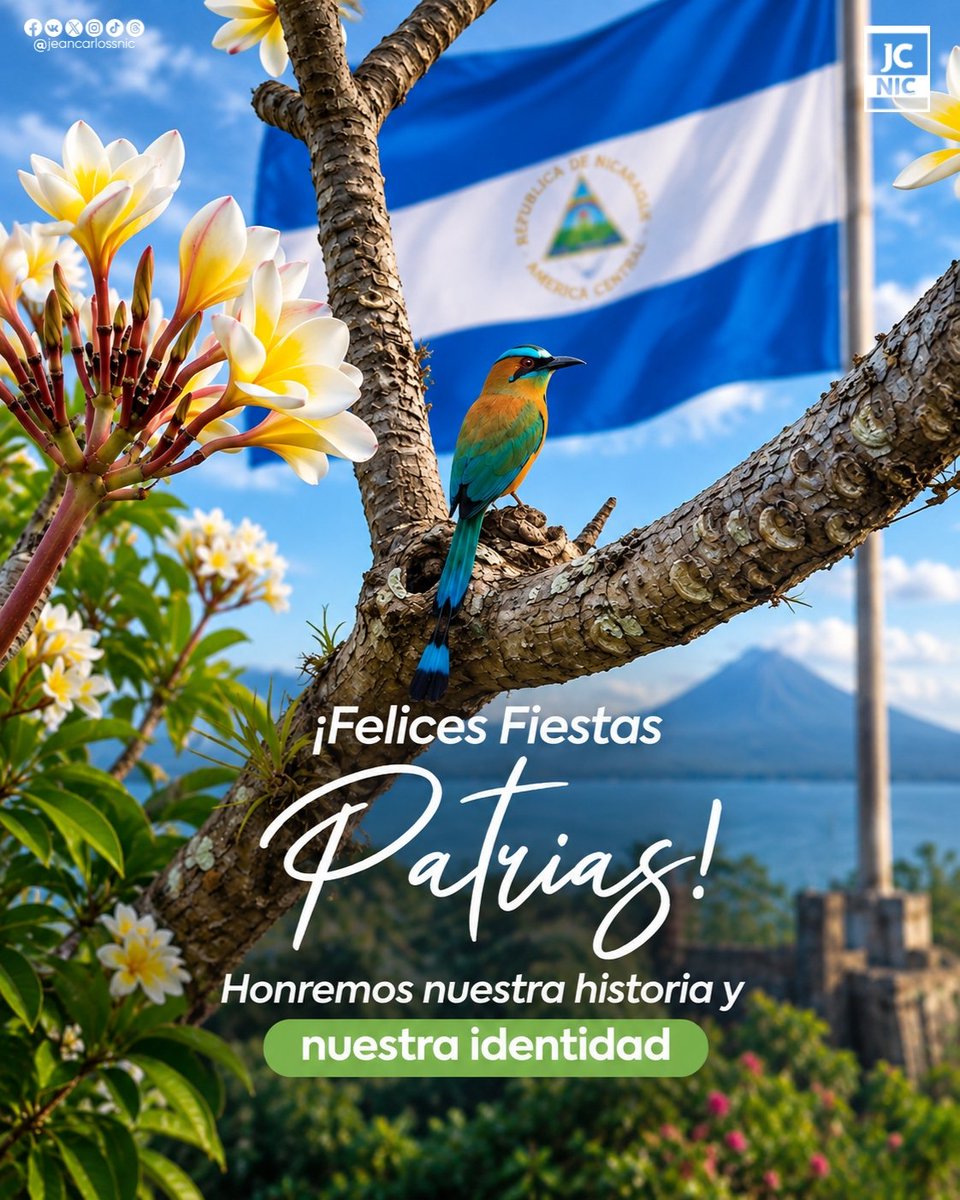 JeanCarlossNic's tweet photo. 🇳🇮🎉 Septiembre, Mes de la Patria, nos llena de orgullo por nuestra historia, nuestra libertad y nuestra soberanía. 🕊️
💙🤍 Un mes para celebrar, tierra de paz. ¡Viva septiembre victorioso! 💃
#MesPatrio
#SeptiembreVictorioso
#PazyLibertad https://t.co/dPJWqfIXzy