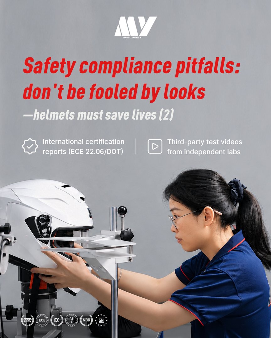 MY_Helmets's tweet photo. �� Data Speaks! 3 Must-Check Items for Helmet Buyers

A cool design means little without data.

🔥 Before buying, require suppliers to provide:
✅ ECE/DOT certification reports
✅ Third-party test videos
✅ Extreme-condition test data https://t.co/2Ib2H8LEhN