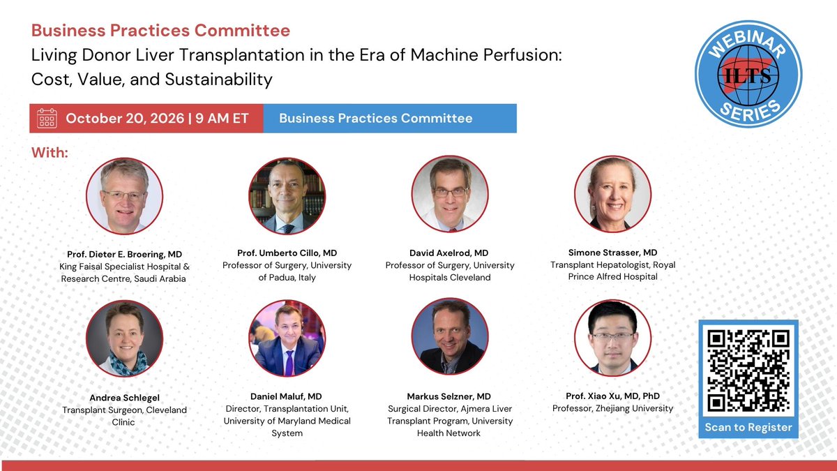 _ILTS_'s tweet photo. Living donation vs. machine perfusion — competitors or complementary strategies? The ILTS Business Practices Committee tackles this on October 20. Free for ILTS members.

🔗 https://t.co/3fzb9dv8LP

#ILTS #LiverTransplantation #MachinePerfusion https://t.co/xlZXWmTwNM