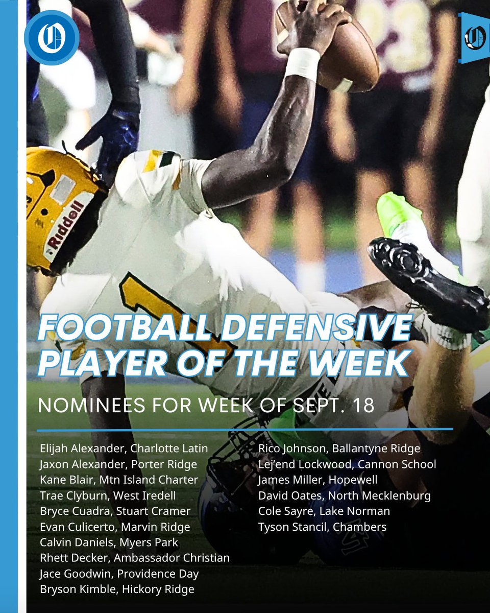 langstonwertzjr's tweet photo. Here are the nominees for The Observer's high school football defensive player of the week. The poll closes Friday at noon.

Vote now. Vote often. Vote at link below

https://t.co/nNwPXTmxPp https://t.co/eQbmNiUWeI