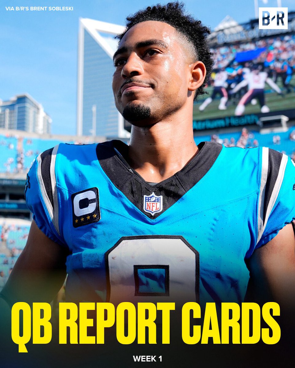 BleacherReport's tweet photo. Week 1 QB Report Card have dropped 👀

- Trevor Lawrence: A+
- Brock Purdy: B+
- Deshaun Watson: F
- Aaron Rodgers: C+

Full report card here: https://t.co/2cjA3Vbvvv https://t.co/sH9YLAZ4Bt