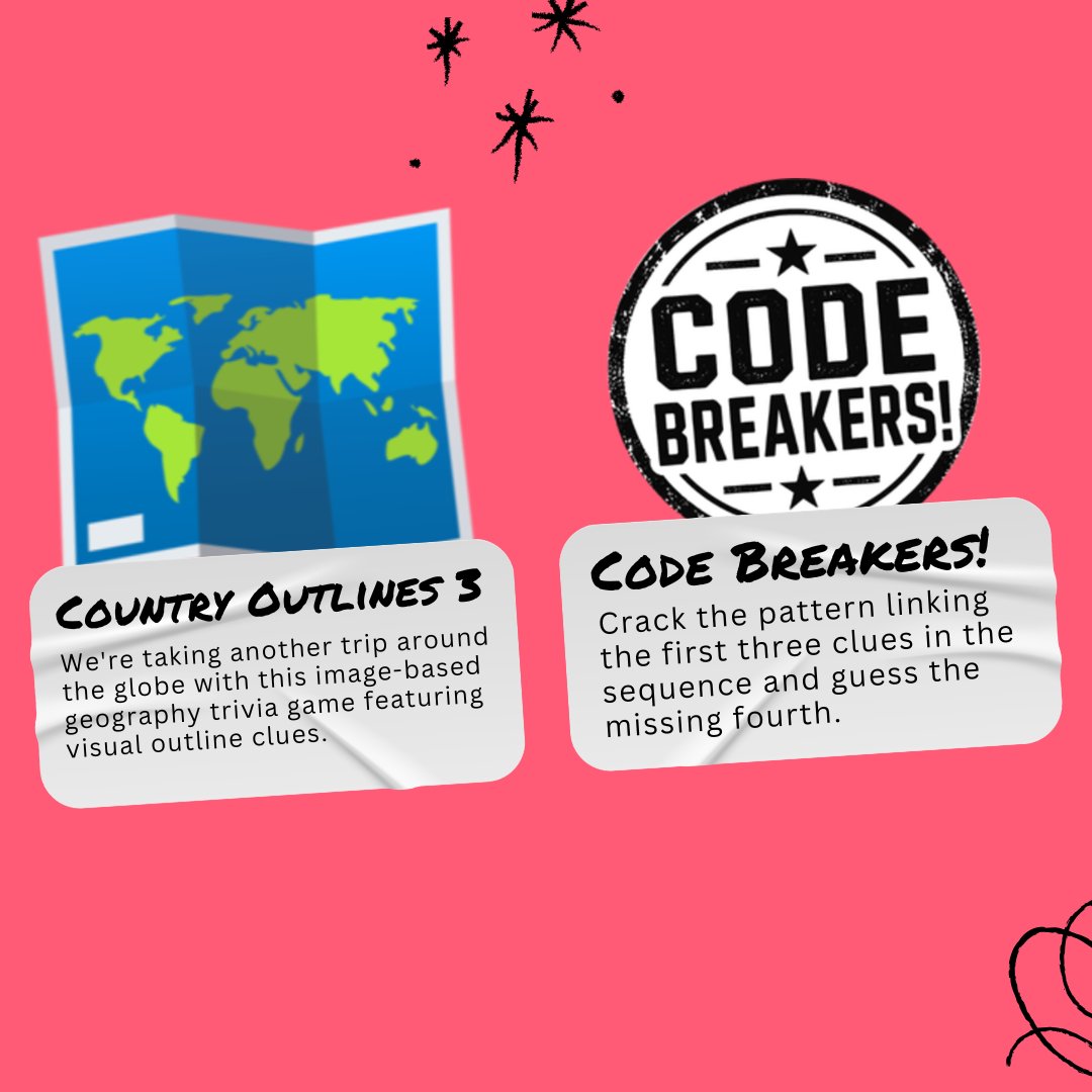 crowdpurr's tweet photo. Feast your eyes on this week's newest trivia! 👀🍽️ We’re falling into autumn, putting your code-breaking skills to work, and serving up even more fresh games. 🍂🔓

Check them out in the #trivia library 👉️ https://t.co/j7Q53AHqwM

#Appetizer #WordPuzzle #MusicTrivia #TriviaGame https://t.co/p46V9yOryS