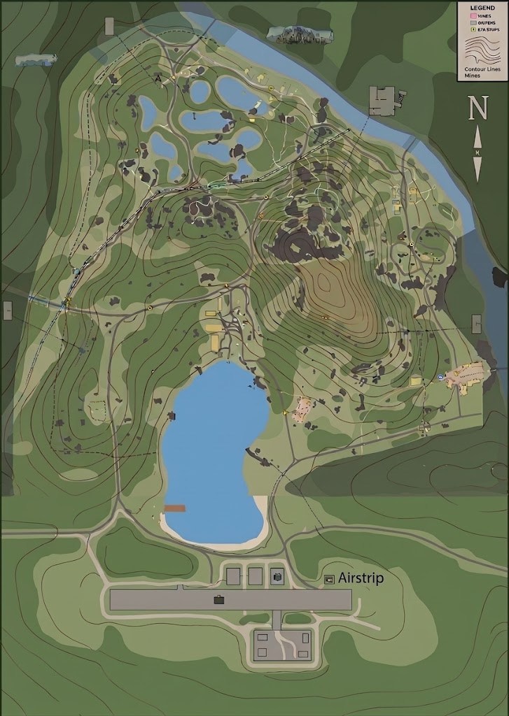 Langefar1's tweet photo. Woods South expansion with an airstrip. Outskirts is on the left road, and RUAF is on the right. Fence off the airstrip, with a fenced extract that requires bolt cutters on the south side of the airstrip. 

Would tie into Falling skies Questline Lore
 @nikgeneburn https://t.co/7miWLVQxfh