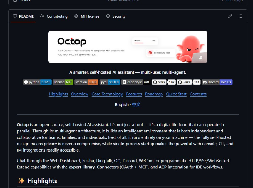 zuckcooks's tweet photo. Tencent developer Jubaoliang just created Tencents new agent companion?

They stealth launched it last night and updated their github?

Its called Octop.

He is the lead developer in the Github:
https://t.co/qrbsVPYWp4

THIS IS GENNY.

Github:
https://t.co/bjBKbKP3Rr https://t.co/1ZkQjgmvGt